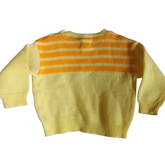Vintage Soft Spun Baby Sweater 9 Months Yellow & Orange Striped Knit Japan 1960s - Picture 4 of 5